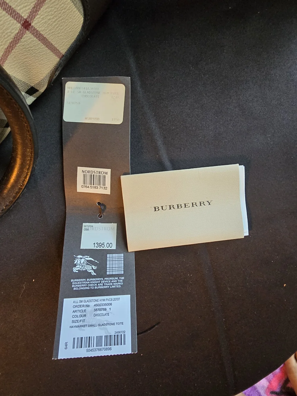 Burberry Beige Black Check Shoulder Bag with Brown Leather Trim